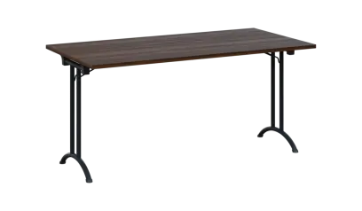 SLA 160 lak skládací jednací stůl 1600x800, deska 25 mm, podnož černý lak, deska ořech královský